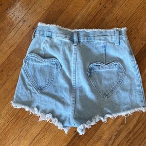 Shein Brand Heart Cutoff Denim Shorts Size XS.